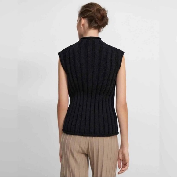 Theory Moving Rib Shell Sweater Looped Cotton Sleeveless Top Size S - Picture 7 of 9